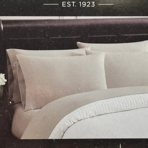 6-pc London Fog KING SIZE Sheet Set - TAUPE/CREAM - (2 BONUS PILLOWCASES) - Picture 2 of 3